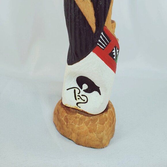 Vintage Hand-Carved Wood Long Hair Hopi Kachina Doll 1995 11" Tall Signed dated - Picture 8 of 16